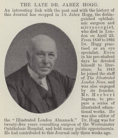 Il defunto dottor Jabez Hogg da English Photographer