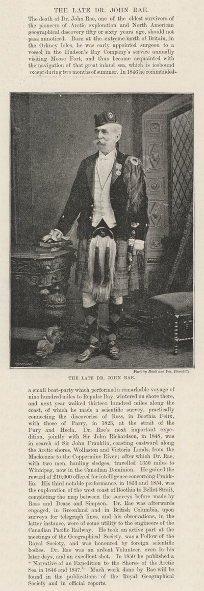 Il defunto Dr John Rae da English Photographer