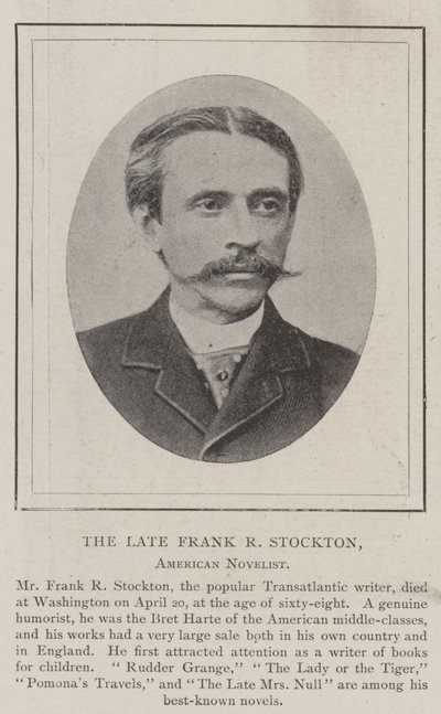 Il Defunto Frank R Stockton, Romanziere Americano da English Photographer