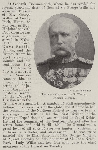 Il defunto generale Sir G Willis, veterano della Crimea da English Photographer