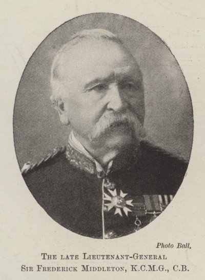 Il defunto tenente generale Sir Frederick Middleton, KCMG, CB da English Photographer