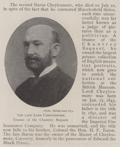 Il defunto Lord Cheylesmore, fiduciario del Chantrey Bequest da English Photographer