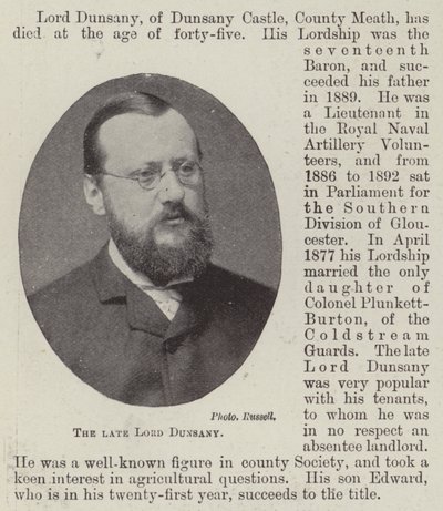 Il defunto Lord Dunsany da English Photographer
