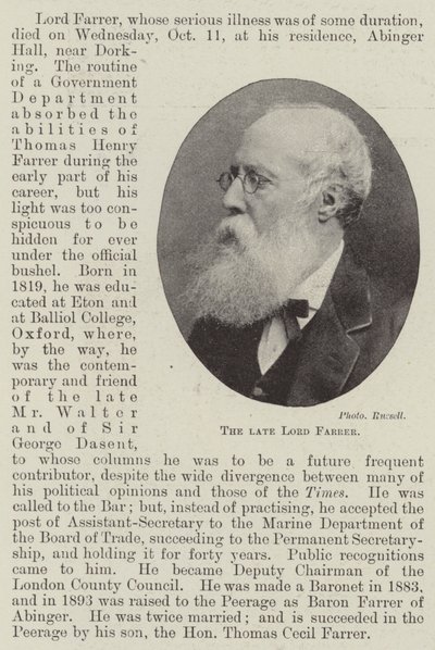 Il defunto Lord Farrer da English Photographer