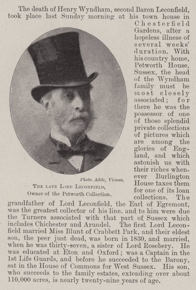 Il defunto Lord Leconfield, proprietario della collezione Petworth da English Photographer