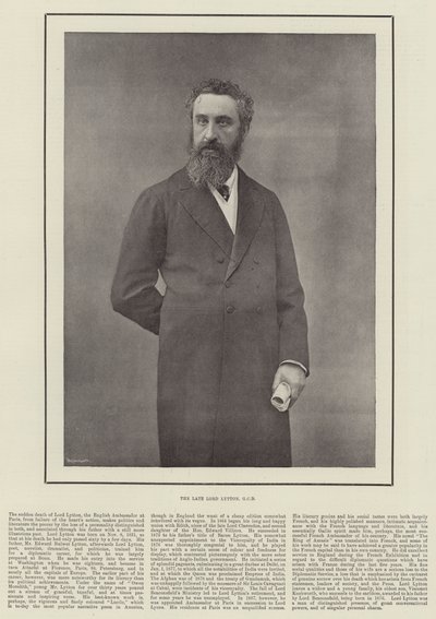 Il defunto Lord Lytton da English Photographer