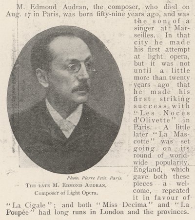 Il defunto Edmond Audran, compositore di opera leggera da English Photographer