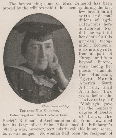 La defunta signorina Ormerod, entomologa e dottoressa honoris causa in legge da English Photographer