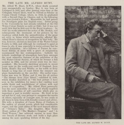 Il defunto Signor Alfred W Hunt da English Photographer