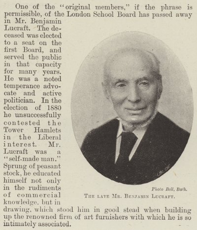 Il defunto signor Benjamin Lucraft da English Photographer