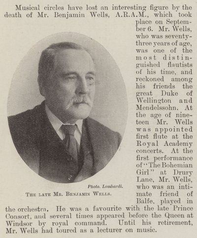 Il defunto signor Benjamin Wells da English Photographer