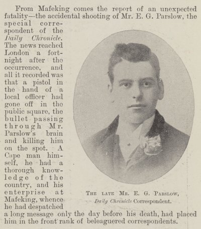 Il defunto Mr E G Parslow, corrispondente del Daily Chronicle da English Photographer