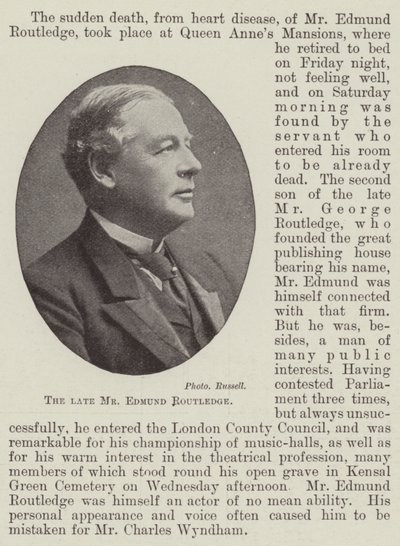 Il defunto Mr Edmund Routledge da English Photographer