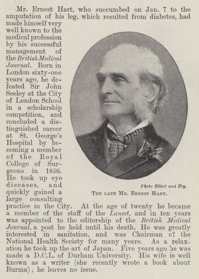 Il defunto Mr Ernest Hart da English Photographer