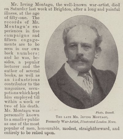 Il defunto Mr Irving Montagu, ex artista di guerra, Illustrated London News da English Photographer