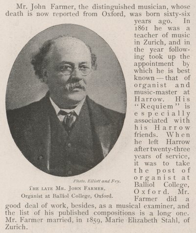 Il defunto signor John Farmer, organista al Balliol College, Oxford da English Photographer