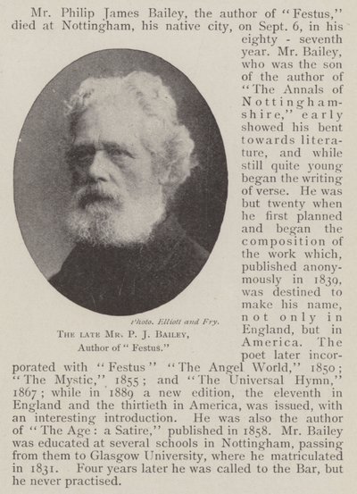 Il defunto Mr P J Bailey, autore di 