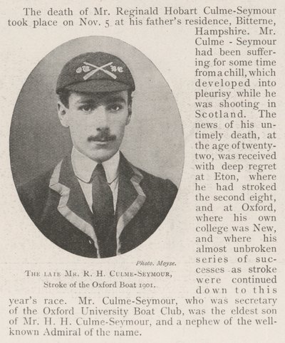 Il defunto signor R H Culme-Seymour, capovoga della barca di Oxford 1901 da English Photographer