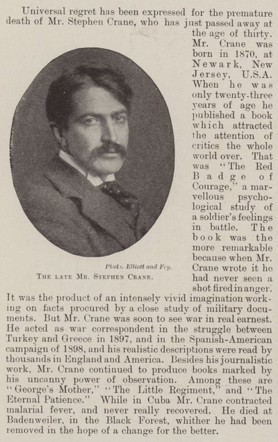 Il defunto signor Stephen Crane da English Photographer