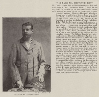 Il defunto Mr Theodore Bent da English Photographer