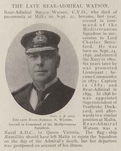 Il defunto contrammiraglio B Watson, secondo in comando della squadra del Mediterraneo da English Photographer