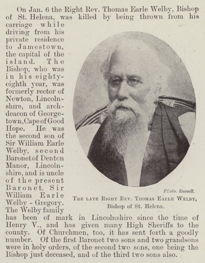 Il defunto Vescovo Thomas Earle Welby, Vescovo di Sant