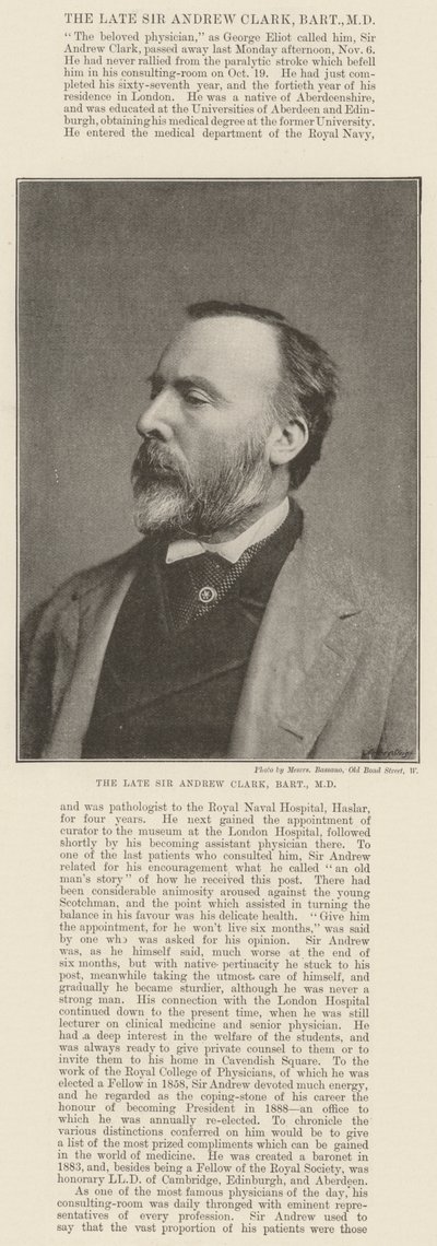 Il defunto Sir Andrew Clark, Barone, MD da English Photographer