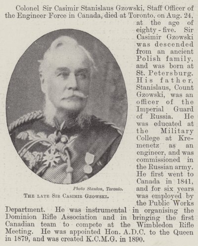 Il defunto Sir Casimir Gzowski da English Photographer