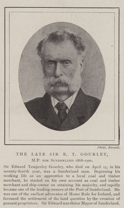 Il Defunto Sir E T Gourley, MP per Sunderland 1868-1900 da English Photographer