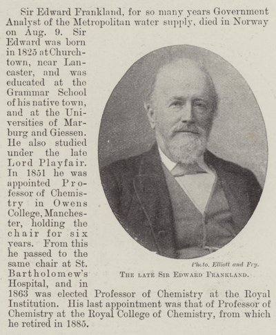 Il defunto Sir Edward Frankland da English Photographer