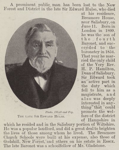 Il defunto Sir Edward Hulse da English Photographer