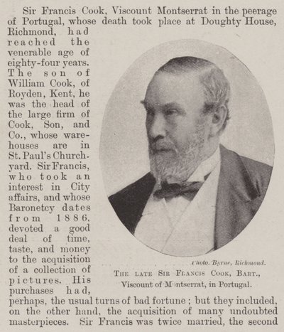 Il defunto Sir Francis Cook, baronetto, visconte di Monserrate, in Portogallo da English Photographer