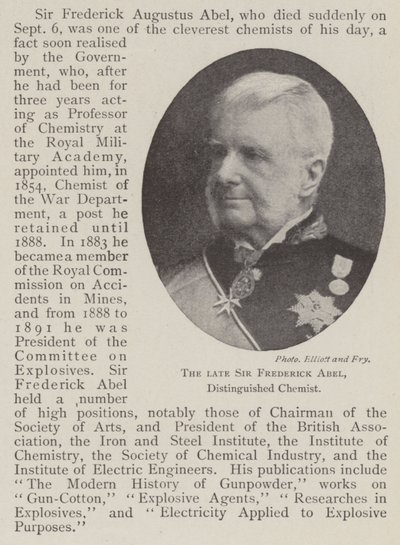 Il defunto Sir Frederick Abel, chimico distinto da English Photographer
