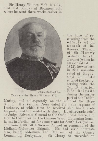 Il defunto Sir Henry Wilmot, VC da English Photographer
