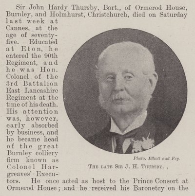 Il defunto Sir J H Thursby da English Photographer