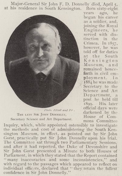 Il Defunto Sir John Donnelly, Segretario del Dipartimento di Scienza e Arte da English Photographer