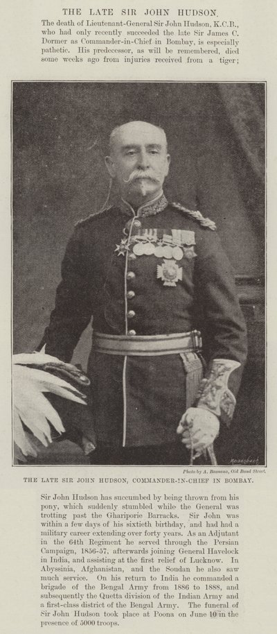 Il defunto Sir John Hudson, comandante in capo a Bombay da English Photographer