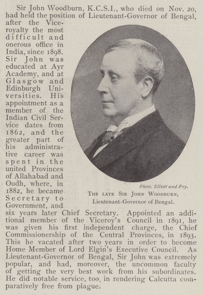 Il defunto Sir John Woodburn, luogotenente governatore del Bengala da English Photographer