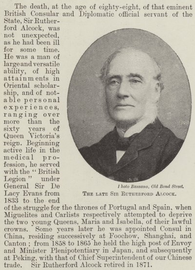Il defunto Sir Rutherford Alcock da English Photographer