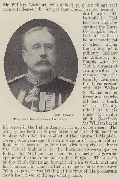 Il defunto Sir William Lockhart da English Photographer