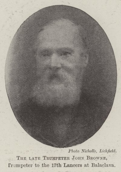 Il defunto trombettiere John Browne, trombettiere del 17° Lancieri a Balaclava da English Photographer