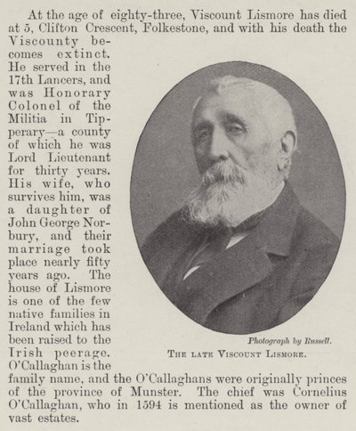 Il defunto visconte Lismore da English Photographer