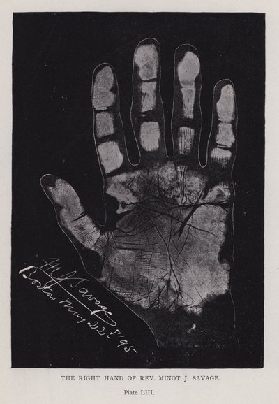 La mano destra del Rev Minot J Savage da English Photographer