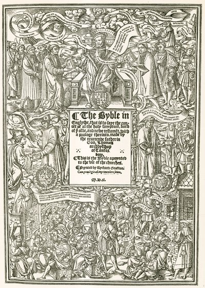La pagina del titolo della Bibbia di Cranmer, AD 1540 da English Photographer