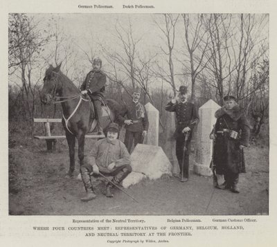 Dove si incontrano quattro paesi, rappresentanti di Germania, Belgio, Olanda e territorio neutrale alla frontiera da English Photographer