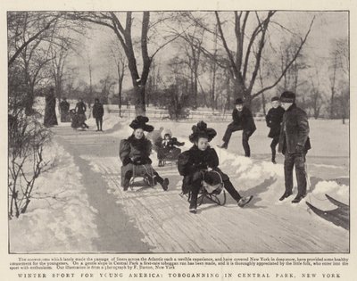 Sport invernali per i giovani americani, slittino a Central Park, New York da English Photographer