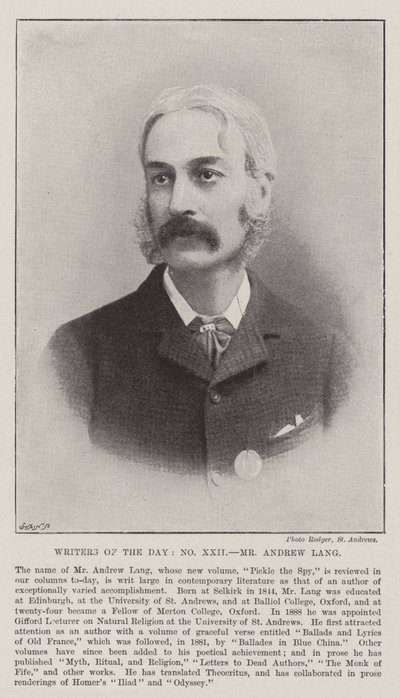 Scrittori del giorno, Mr Andrew Lang da English Photographer