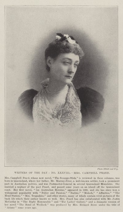 Scrittori del Giorno, Mrs Campbell Praed da English Photographer