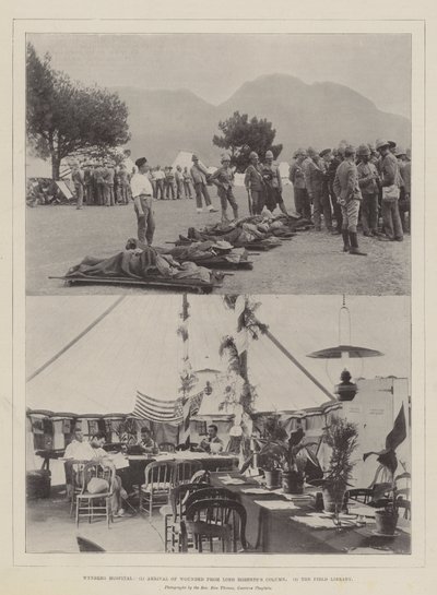 Ospedale di Wynberg, arrivo dei feriti dalla colonna di Lord Roberts, la biblioteca da campo da English Photographer