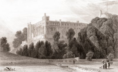 Veduta del XIX secolo del Castello di Arundel, Arundel, West Sussex, Inghilterra. Da Churton